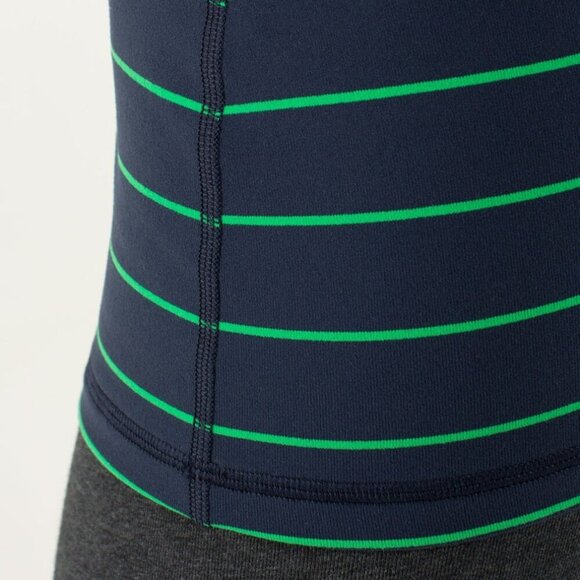 Lululemon Power Y Tank- Navy/Green Stripe Moisture Wicking Athletic Tank- Size 8 - Picture 6 of 13